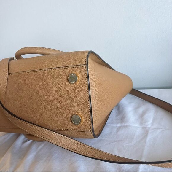 MICHAEL KORS Tan Selma Ciara Satchel Acorn Shoulder Bag Crossbody Tote - Picture 9 of 11